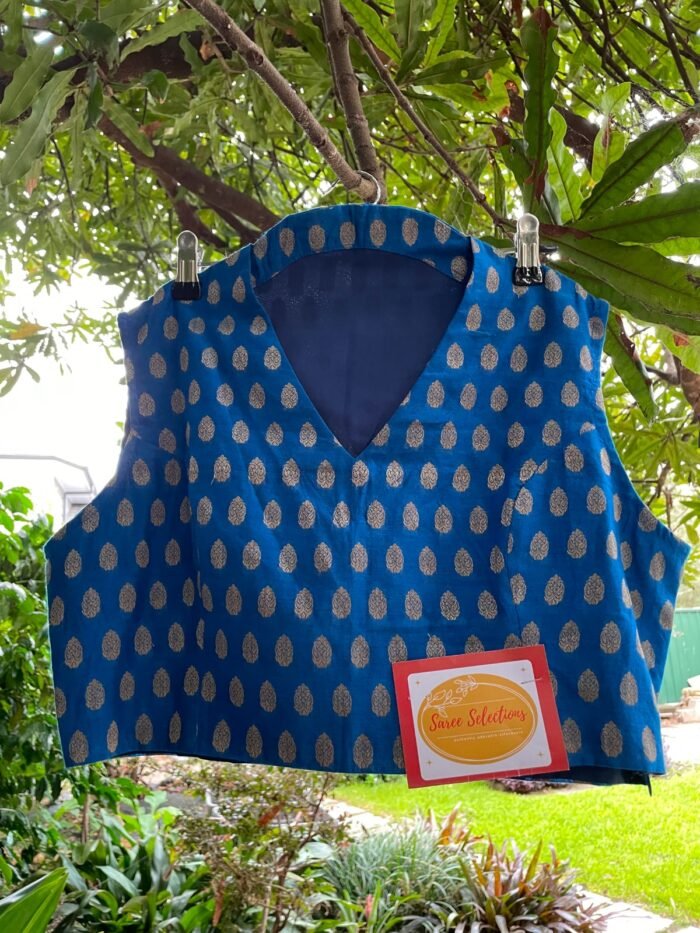 Blue colour sleeveless coloured blouse - Image 1