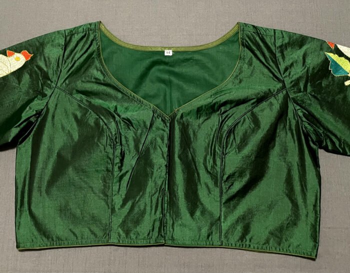 Bottle Green colour kantha work blouse - Image 1