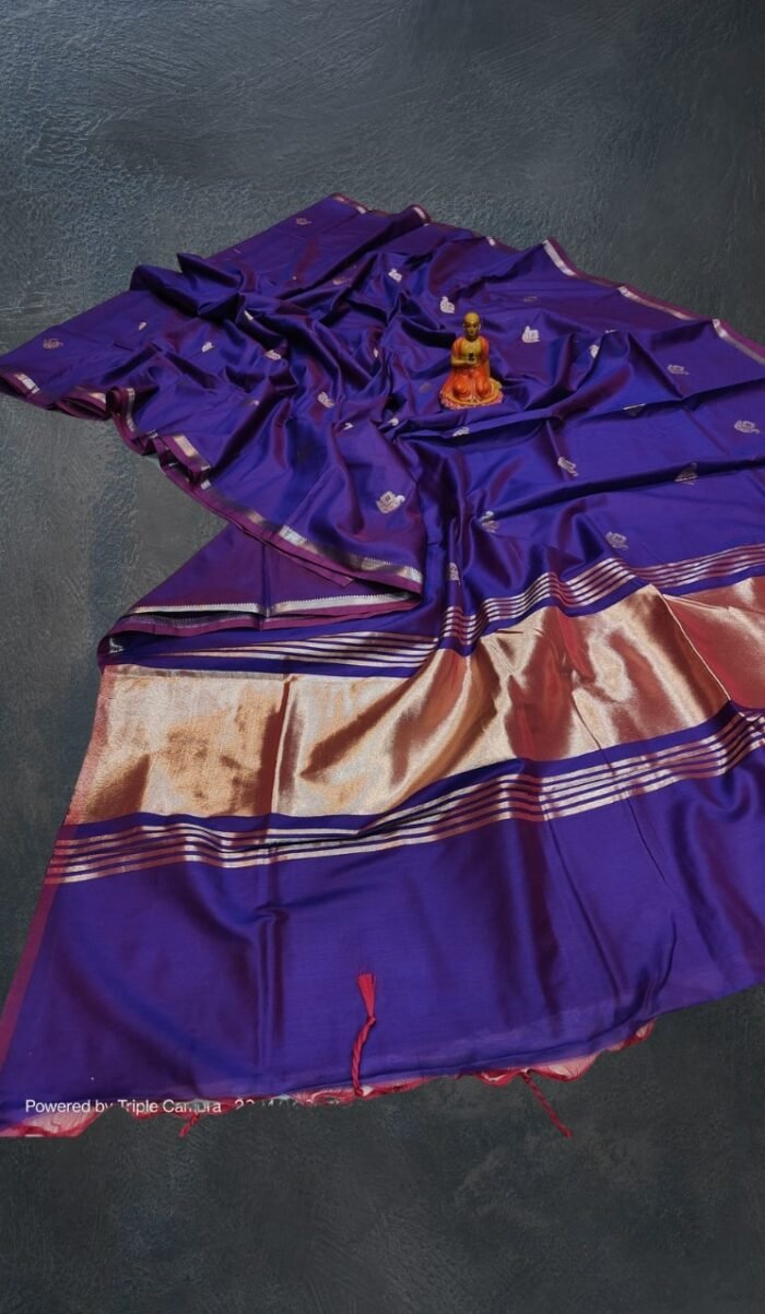 Pure Muga saree in Purple - Image 1