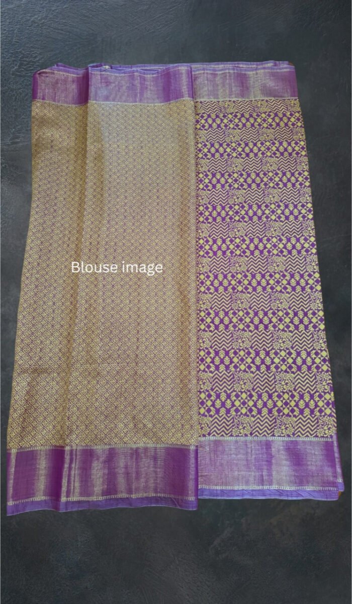Handwoven Mysuru Silk Thread Brocade Saree in Purple - Image 2