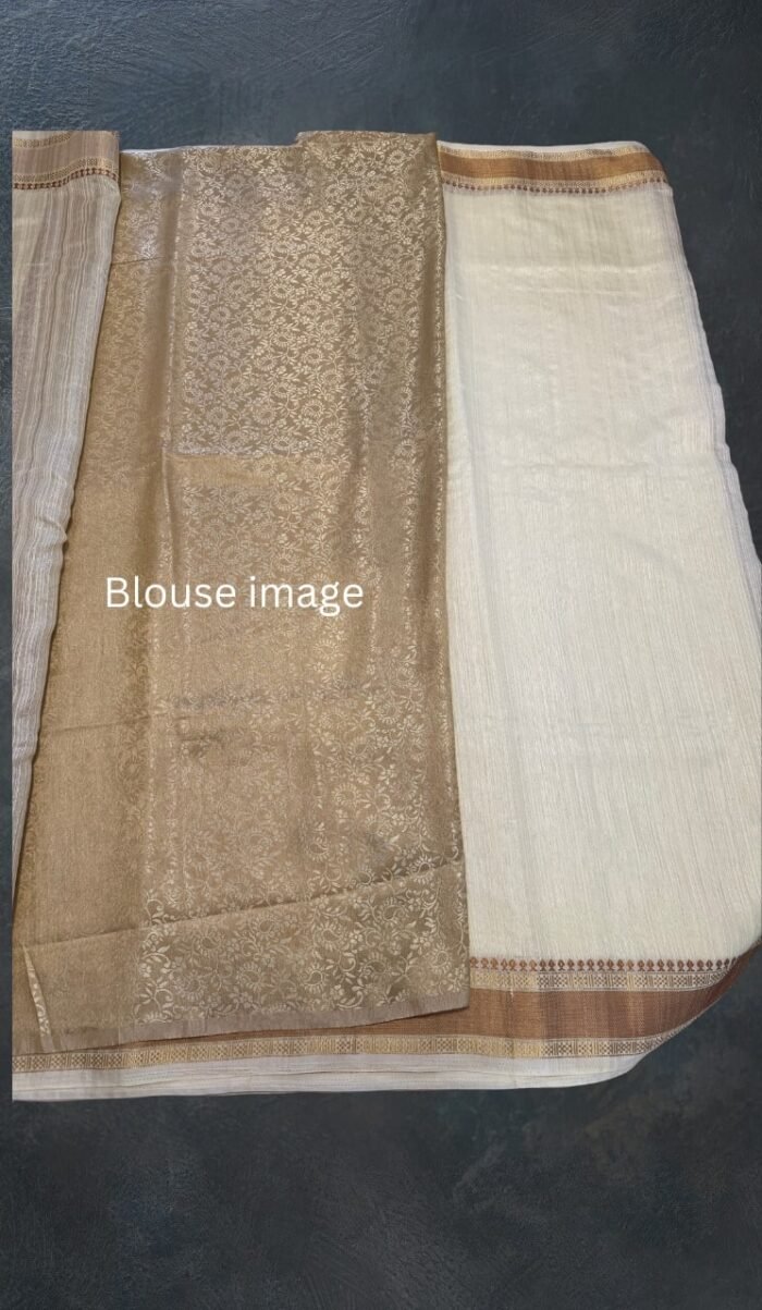 Handwoven Mysuru silk saree with Bronze border - Image 2