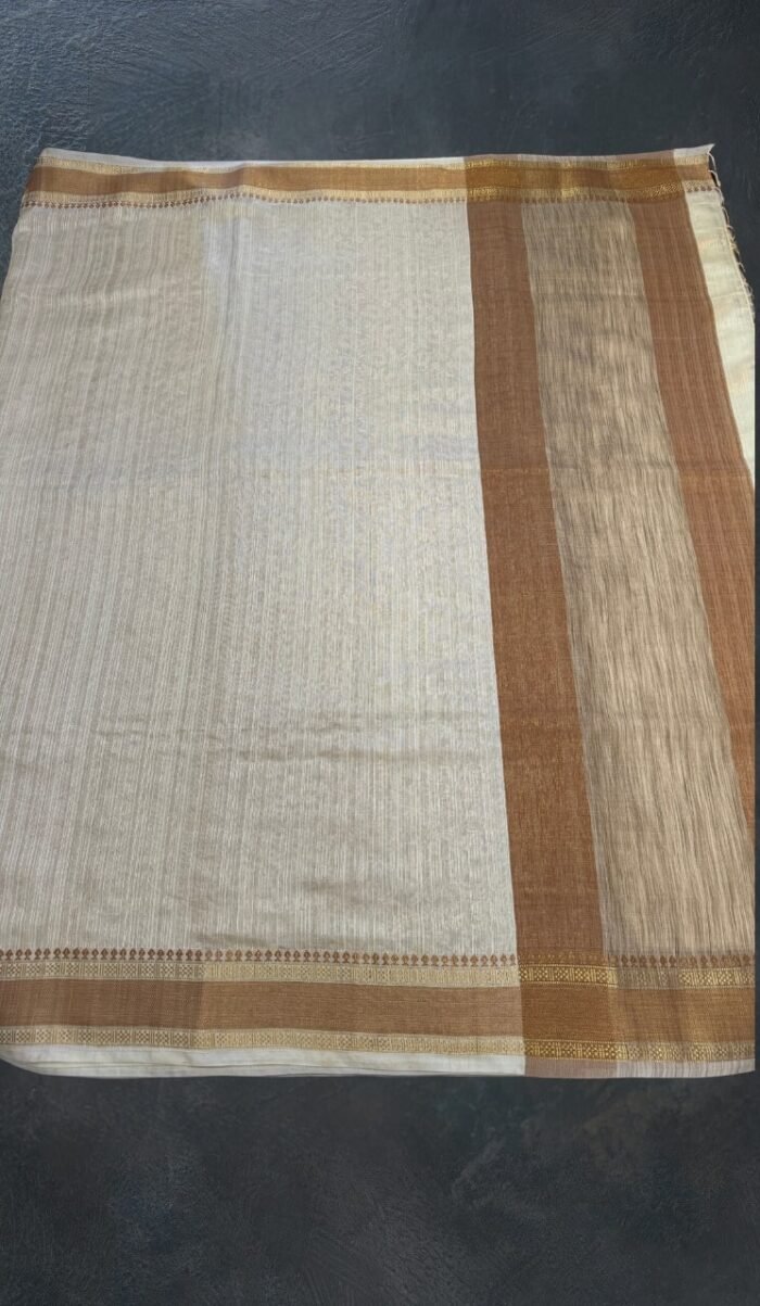 Handwoven Mysuru silk saree with Bronze border - Image 1