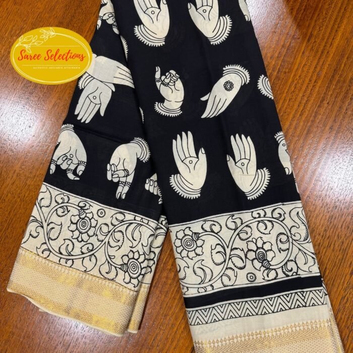 Akarsana (ఆకర్షణ) 12: Pen Kalamkari Handpainted saree in pure silk - Image 3