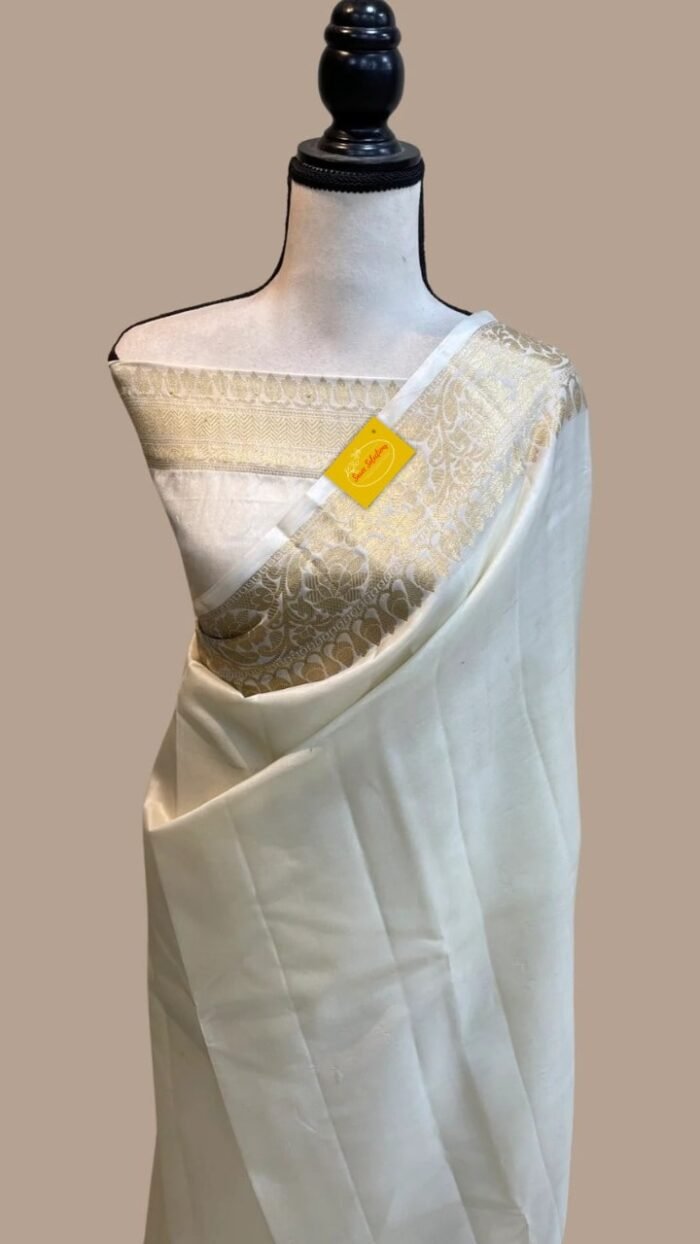 Banarasi Warm Silk saree in Ivory - Image 1