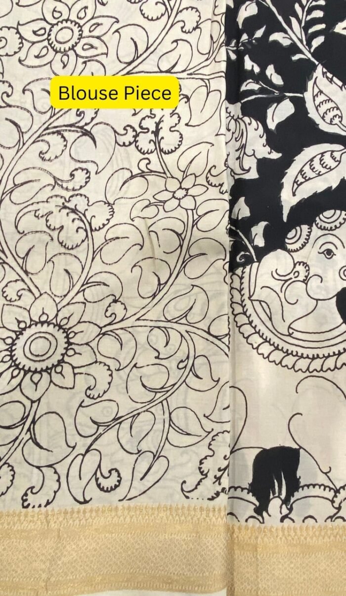 Akarsana (ఆకర్షణ) 16: Pen Kalamkari Handpainted saree in pure silk - Image 3