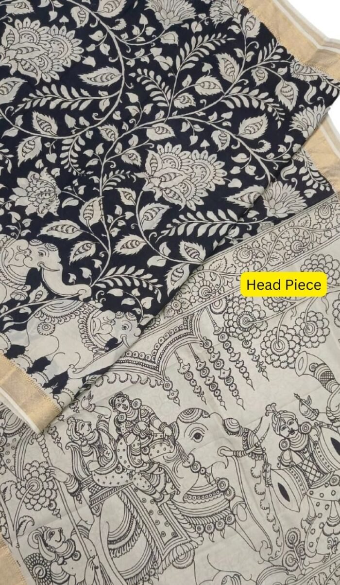 Akarsana (ఆకర్షణ) 16: Pen Kalamkari Handpainted saree in pure silk - Image 1