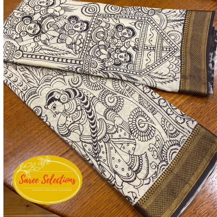Akarsana (ఆకర్షణ) 19: Pen Kalamkari Handpainted saree in pure silk - Image 3