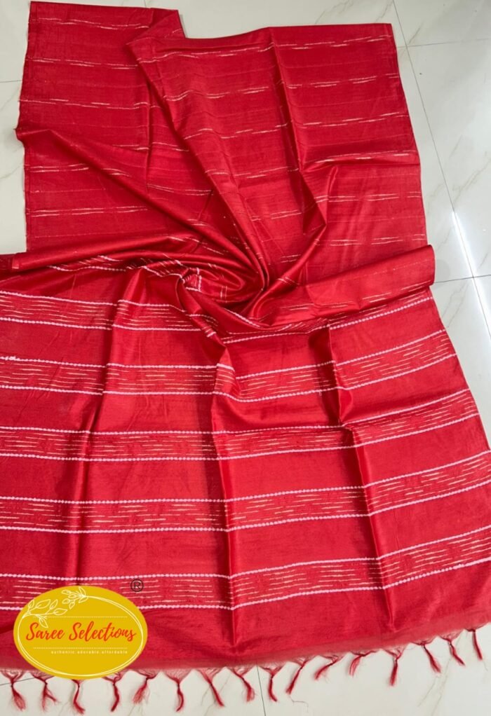 Taral (तरल) 8:  Katan Tussar silk saree with Shimmer lines - Image 1