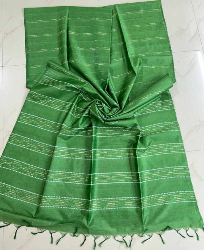 Taral (तरल) 10:  Katan Tussar silk saree with Shimmer lines - Image 1