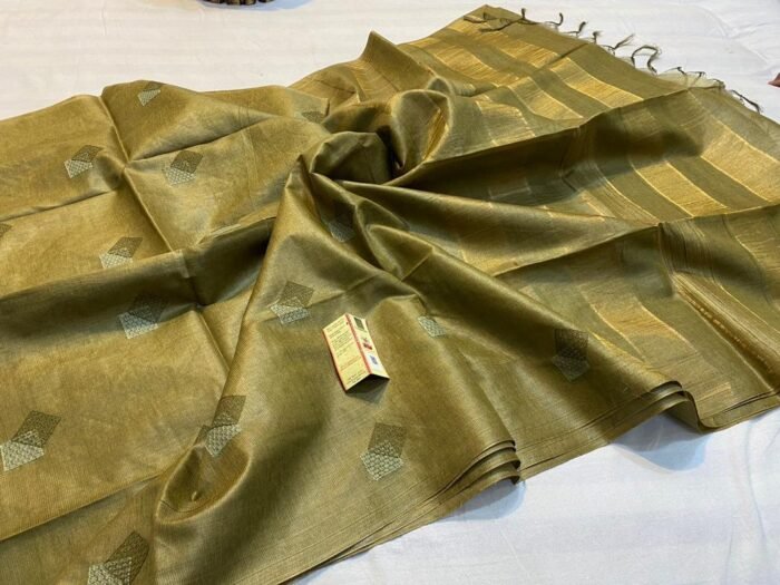 Taral (तरल) 7:  Katan Tussar silk saree with embroidery - Image 1