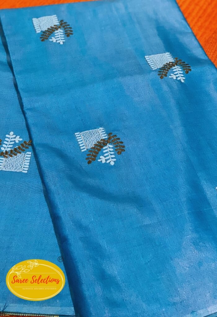 Taral (तरल) 5:  Katan Tussar silk saree with embroidery - Image 2