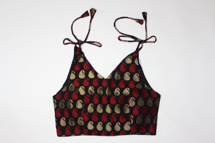 Paisley Handloom Zari Jacquard Chanderi Silk Blouse - Image 1