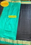 Hand painted Aboriginal Art pure handloom silk saree - Black and Sea Green - Image 2