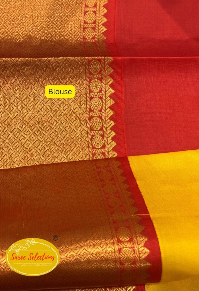 Senganthal (செங்காந்தள்): Pure handloom Kanchipuram (Kanjivaram) silk saree - Image 2