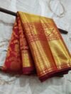 Manappen (மணப்பெண்): Pure handloom Kanchipuram (Kanjivaram) red silk saree