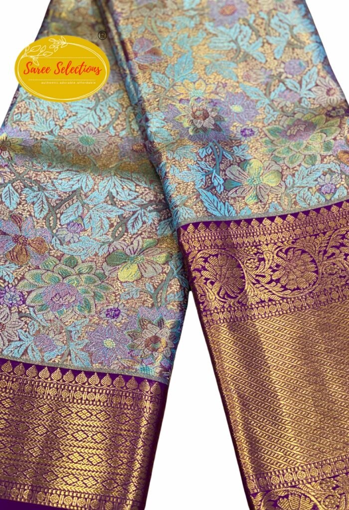 December Flower (மார்கழிப்பூ): Pure handloom Kanchipuram (Kanjivaram) silk saree - Image 1