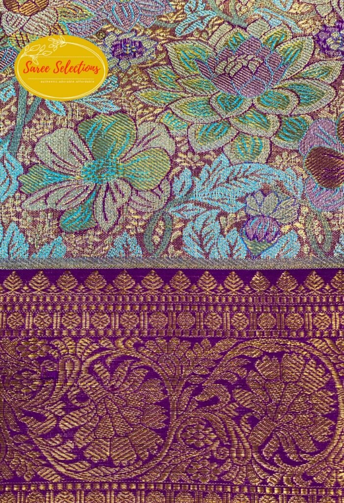 December Flower (மார்கழிப்பூ): Pure handloom Kanchipuram (Kanjivaram) silk saree - Image 2