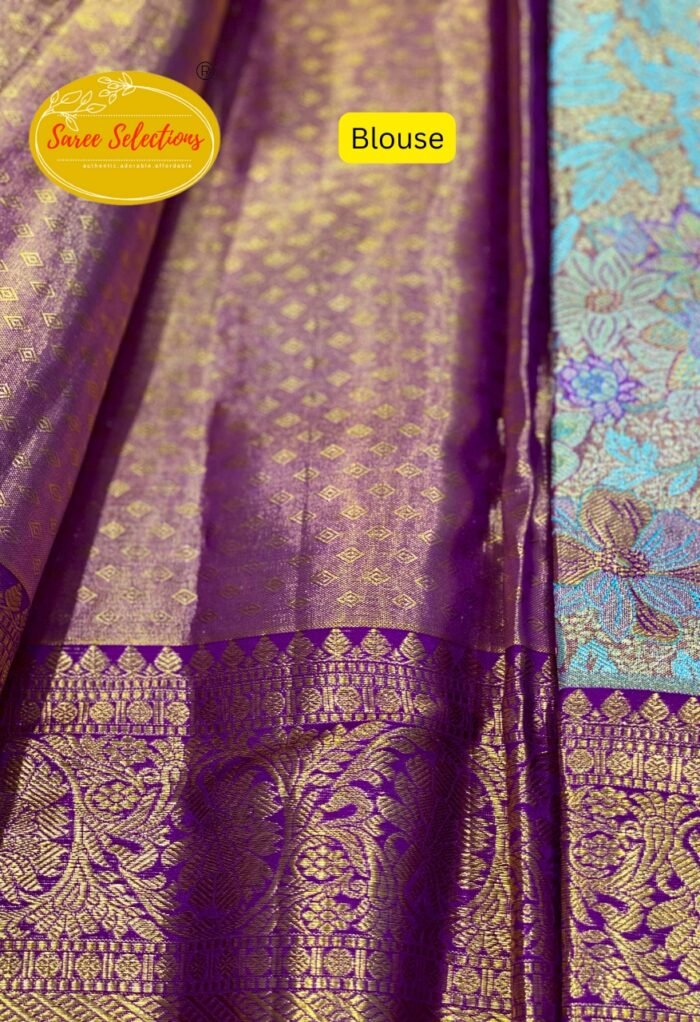 December Flower (மார்கழிப்பூ): Pure handloom Kanchipuram (Kanjivaram) silk saree - Image 3