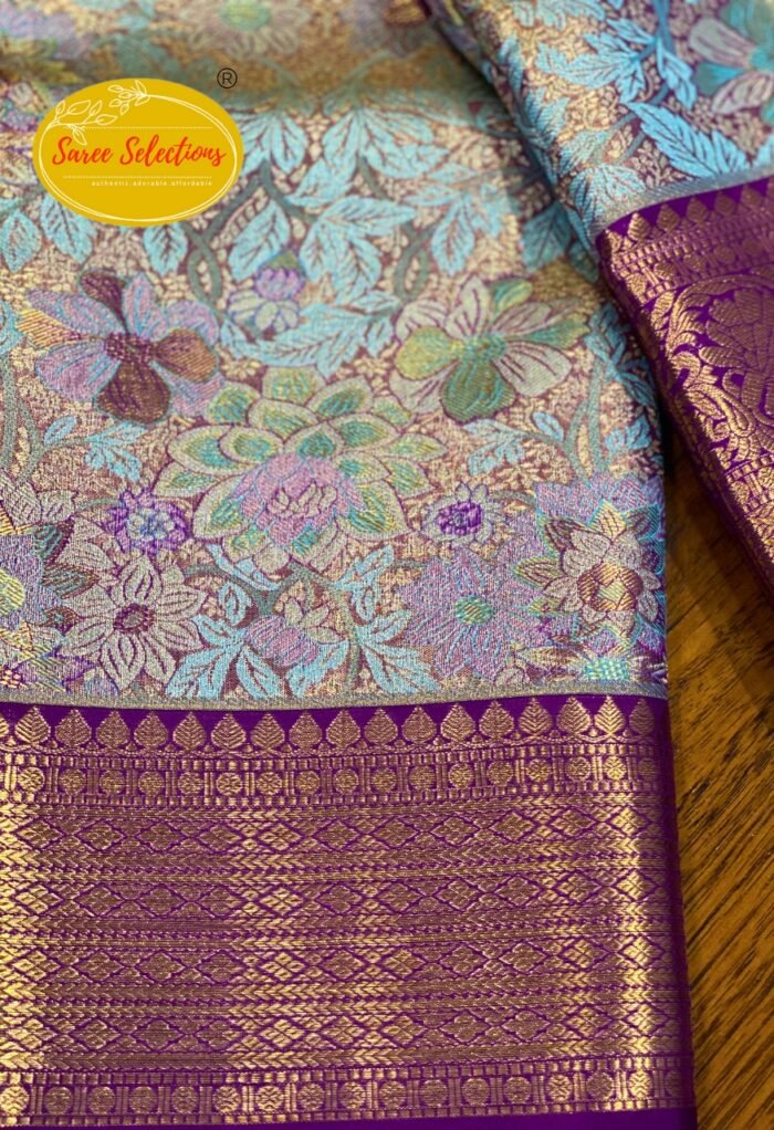 December Flower (மார்கழிப்பூ): Pure handloom Kanchipuram (Kanjivaram) silk saree - Image 4