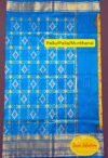 Pratista (ప్రతిష్ట): Pure handloom Pochampalli silk saree in yellow and blue with Kanchipuram style border - Image 3