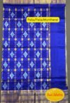 Pratista (ప్రతిష్ట): Pure handloom Pochampalli silk saree in grey and blue with Kanchipuram style border - Image 3