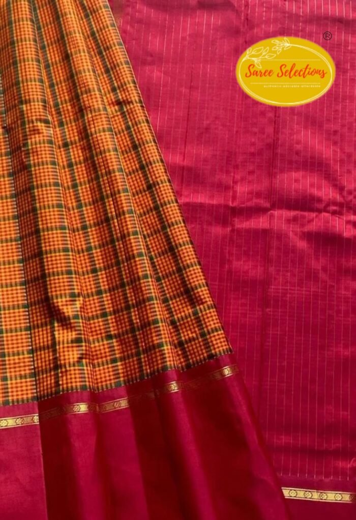 Vaijayanthi (வைஜயந்தி): Pure handloom Kanchipuram (Kanjivaram) vintage design silk saree - Image 1
