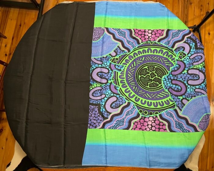 'Yes 23' Aboriginal Art silk saree with digital prints - Black - Image 1