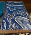 Hand painted Aboriginal Art pure handloom silk saree - Blue - Image 2
