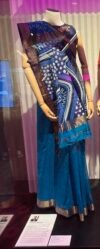 Hand painted Aboriginal Art pure handloom silk saree - Blue