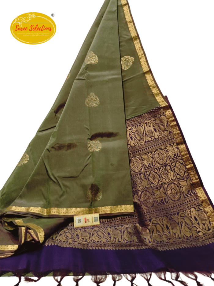 Mermaid (கடற்கன்னி): Pure handloom Kanchipuram (Kanjivaram) silk saree - Image 1