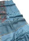 Khām̐ṭi 2 (খাঁটি): Pure Bengal Tussar silk saree with hand lambani work - Image 3