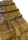 Khām̐ṭi 1 (খাঁটি): Pure Bengal Tussar silk saree with hand lambani work - Image 4