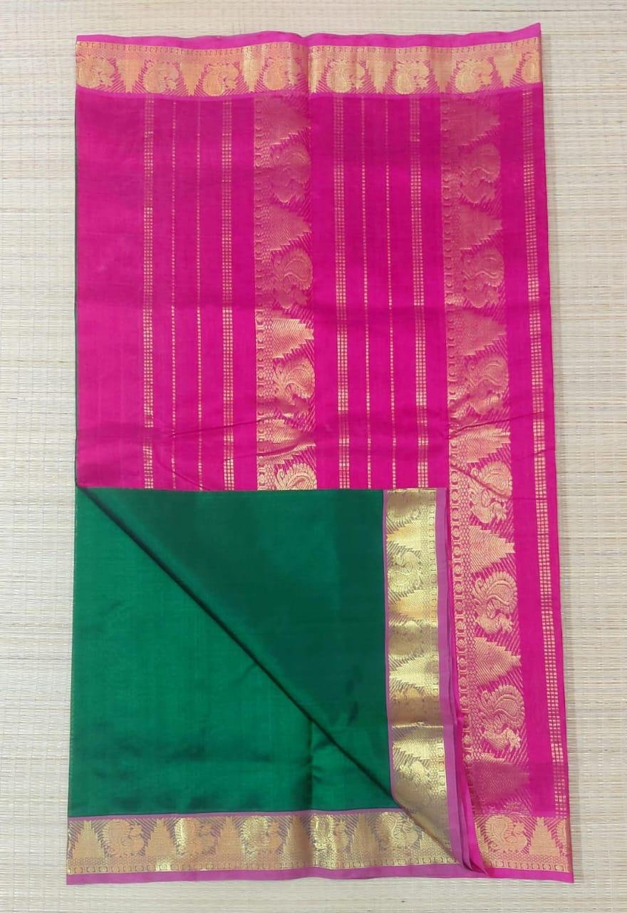 A26149 Poonguzhali 1 (பூங்குழலி): Pure handloom kanchipuram SICO saree with korvai border - Image 1
